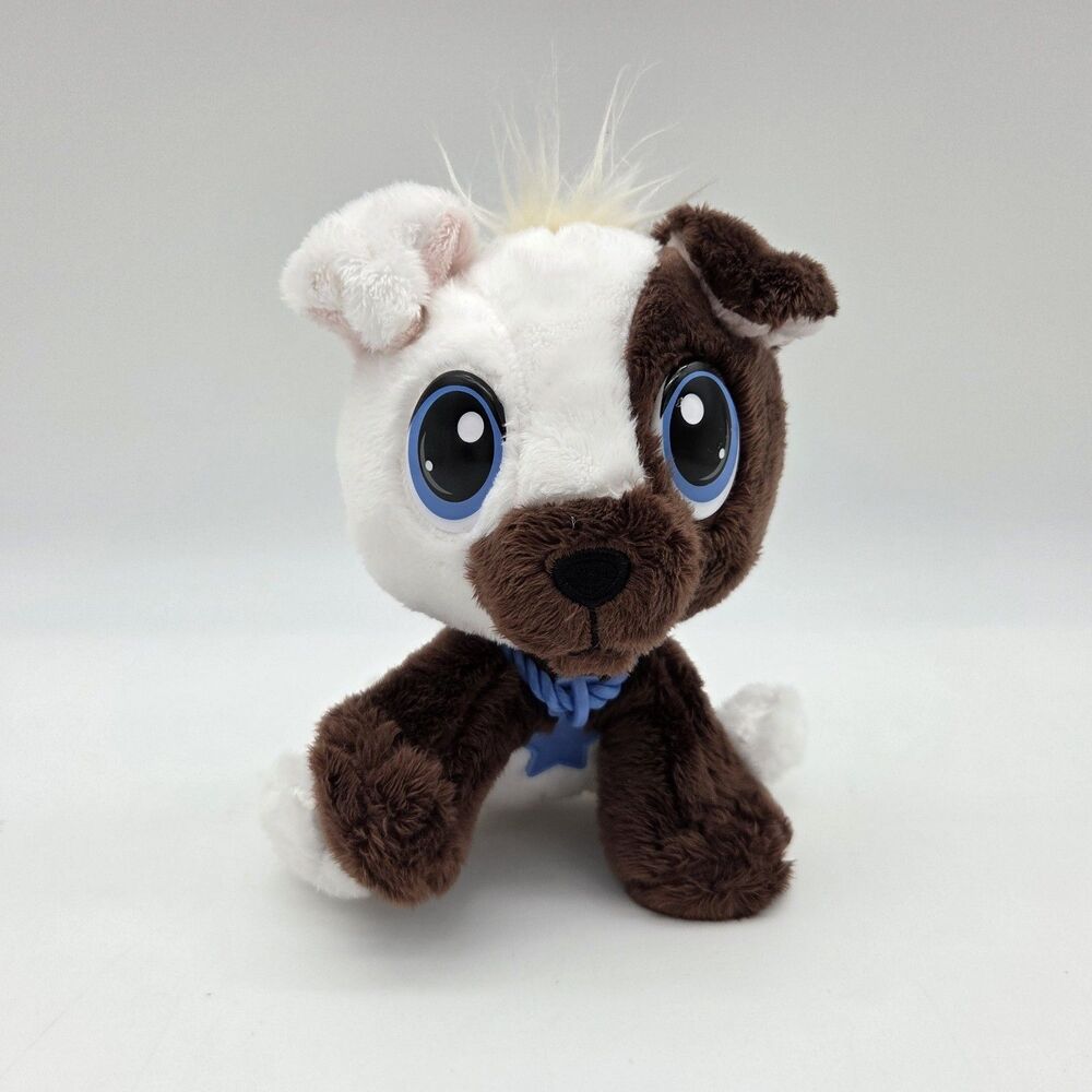 Little Tikes Rescue Tales Brown White Puppy Dog Plush Blue Star Collar 7 inch